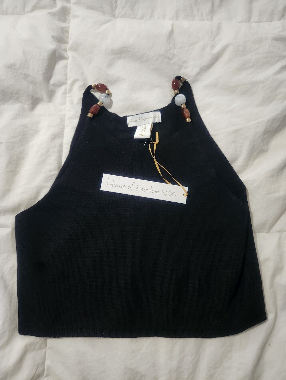 house of harlow 1960 Halter Top Beaded Straps Size Medium, new with tags